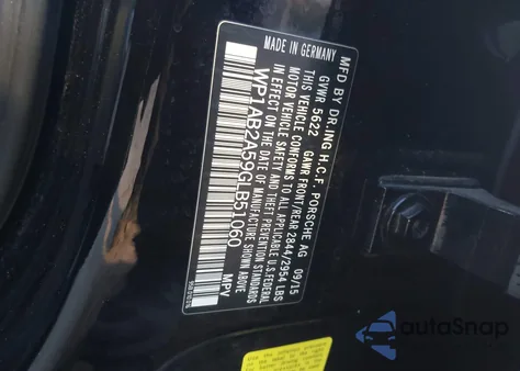 2016 Porsche Macan S из США, поврежденный, VIN WP1AB2A59GLB51060